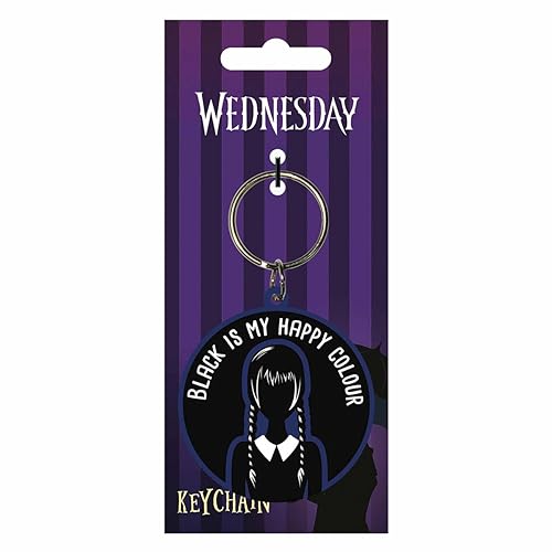 Wednesday Black My Happy Colour Rubber Keychain Portachiavi