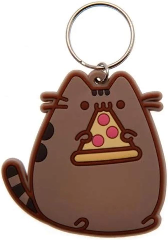 Pusheen With Pizza Rubber Keychain Portachiavi