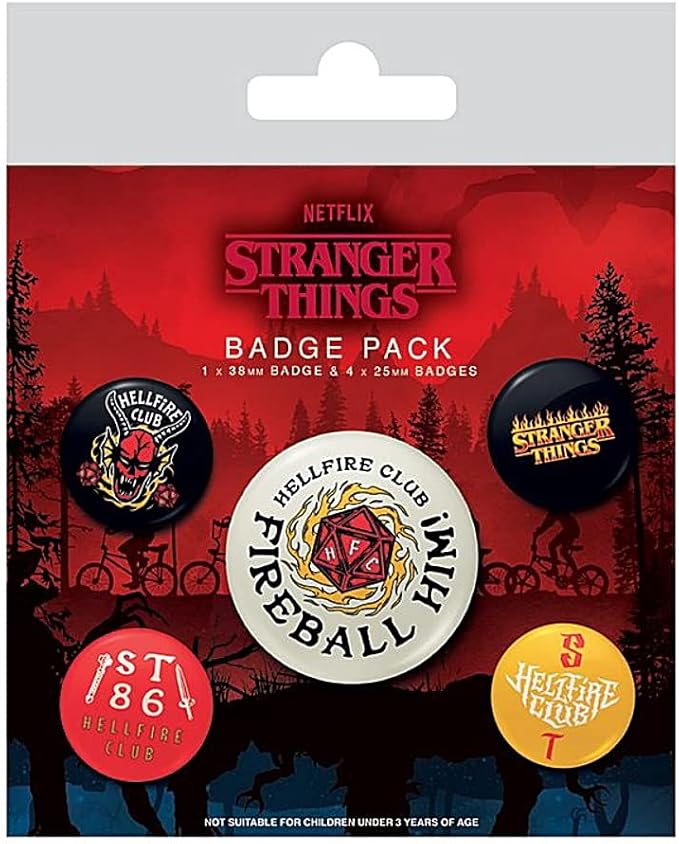 Stranger Things 4 Hell Fire Club Badge Pack Set 5 Spille