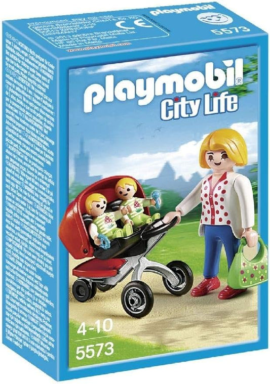 Playmobil City Life Mother With Twin Stroller