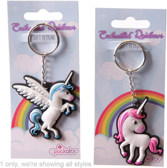 Unicorno Rosa/Blu Portachiavi In Gomma