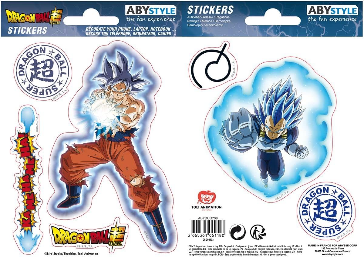 Dragon Ball Super Stickers - Adesivi 2 Fogli 16 X 11 Cm