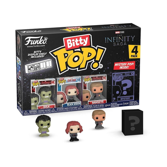 Marvel Infinity Saga Bitty Pop 4 Pack Hulk, Black Widow, Hawkeye + Mystery