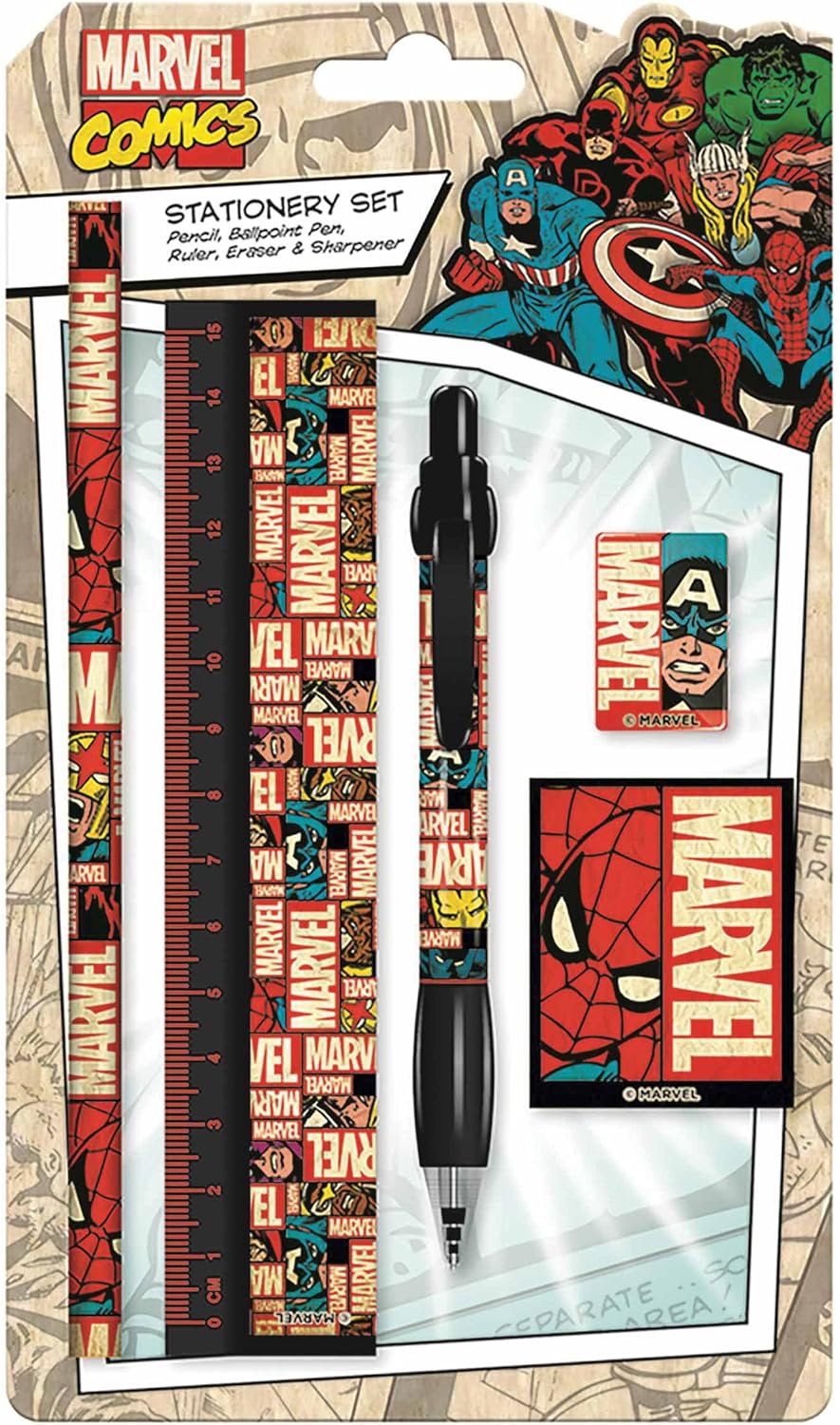 Marvel Block Logo Standard Stationery Set Set Da Scuola