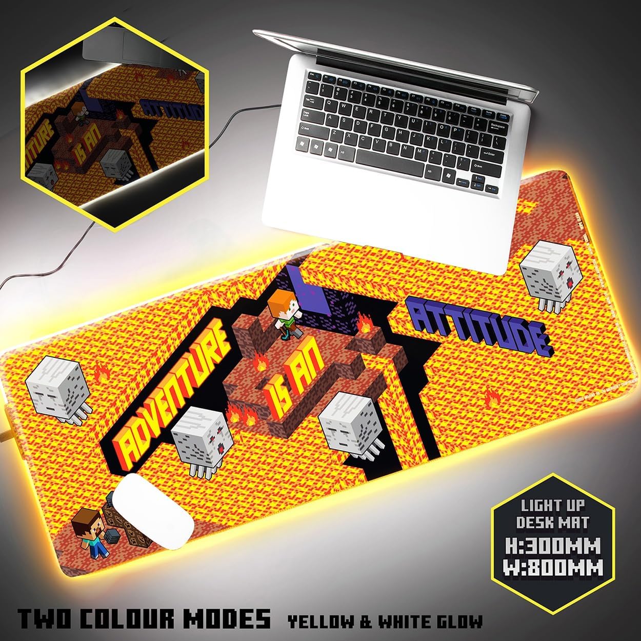 Minecraft Light Up Desk Mat Tappetino Per Scrivania