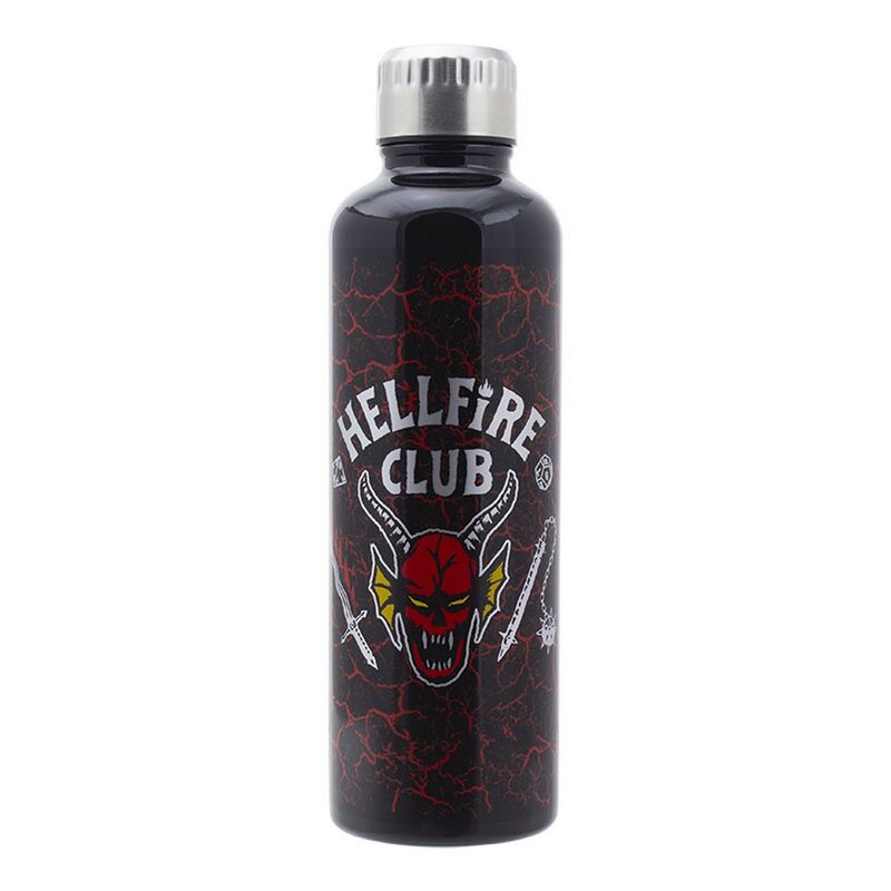 Stranger Things 4 Hellfire Club Metal Water Bottle Bottiglia