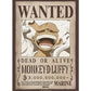 PREORDINE One Piece Poster Wanted Luffy 52 x 38 Cm