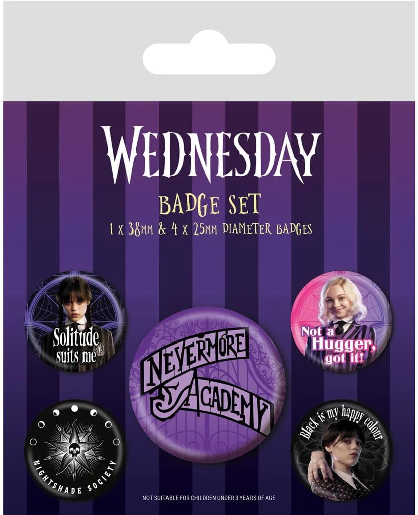 Wednesday Nevermore Academy Badge Pack Set 5 Spille