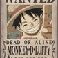 One Piece Poster Wanted Luffy New 2 52x35 Cm