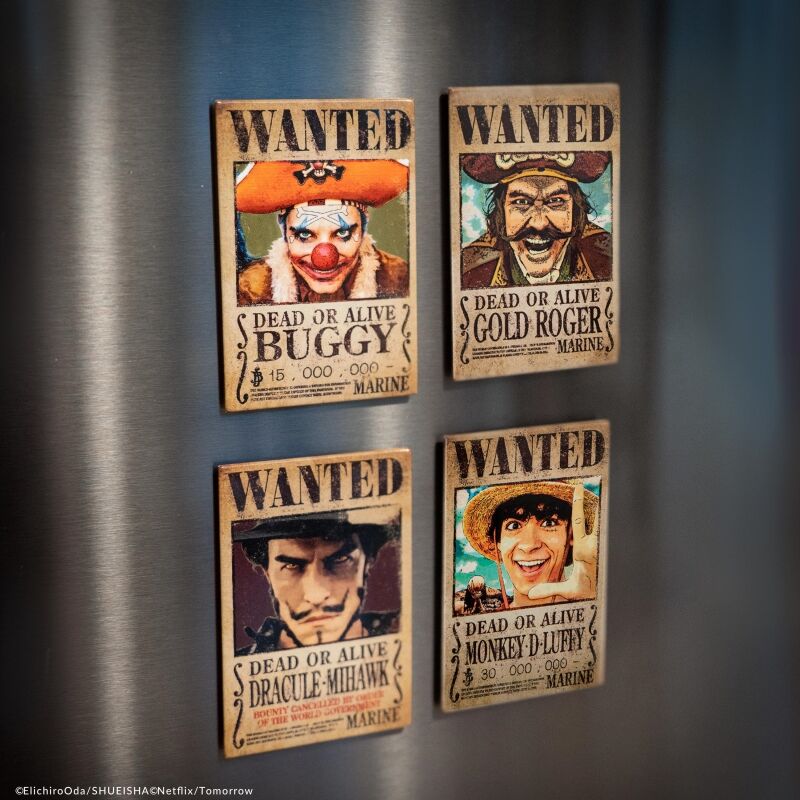 PREORDINE One Piece Set of 4 Magnets Wanted